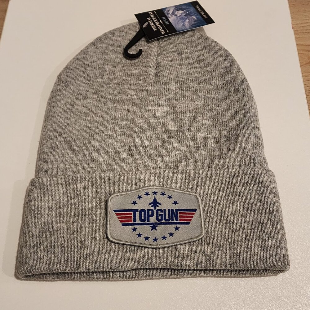 TOP GUN Knit Cuffed Beanie in Gray.